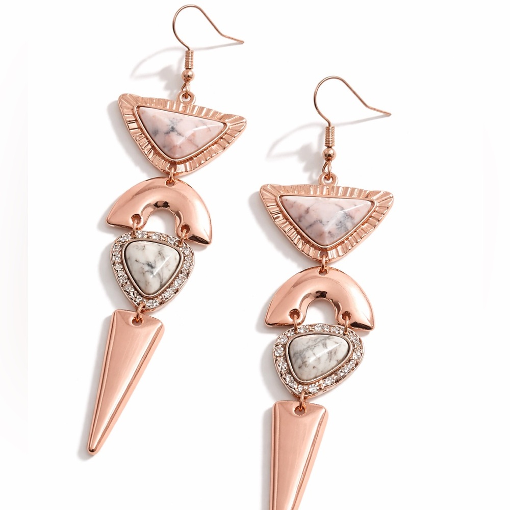Isabella — Blush Marble-Style Crystal Drop Earrings